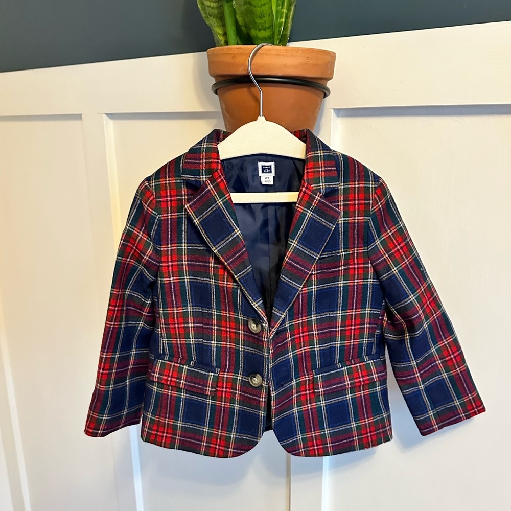 Janie and Jack Holiday Tartan Blazer